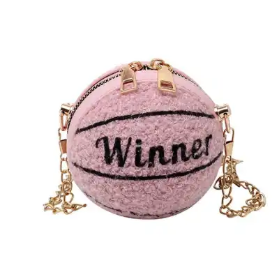 Women Fashion Color Blocking Spherical Chain Crossbody Cotton Bag