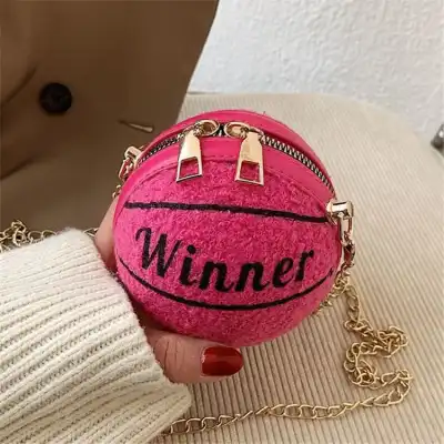 Women Fashion Color Blocking Spherical Chain Crossbody Cotton Bag