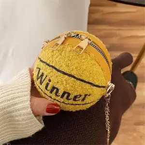 Women Fashion Color Blocking Spherical Chain Crossbody Cotton Bag