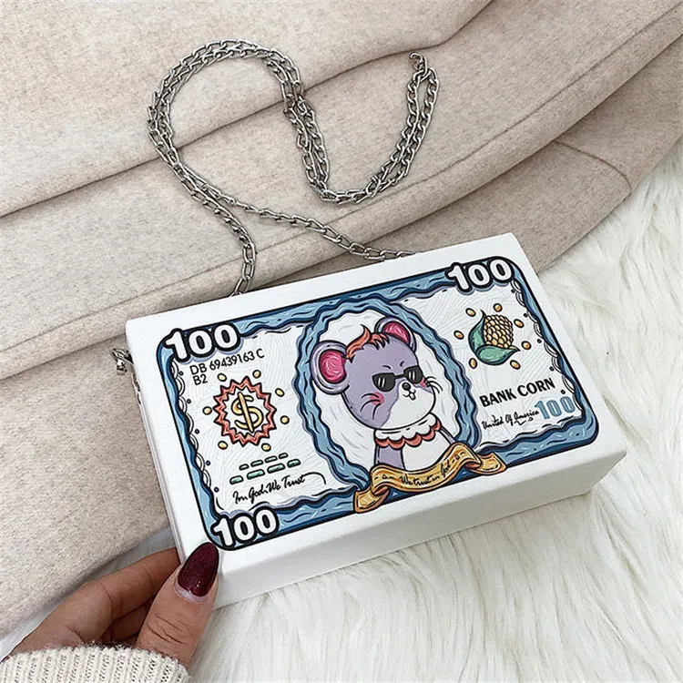 Women Cartoon Color Blocking Square PU Crossbody Bag