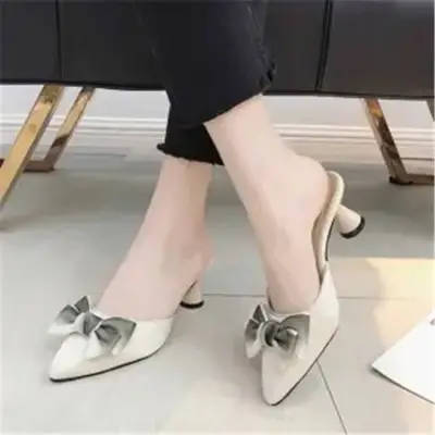 Size:4.5-8.5 Women Fashion Bow Pointed-toe High Heel Slippers
