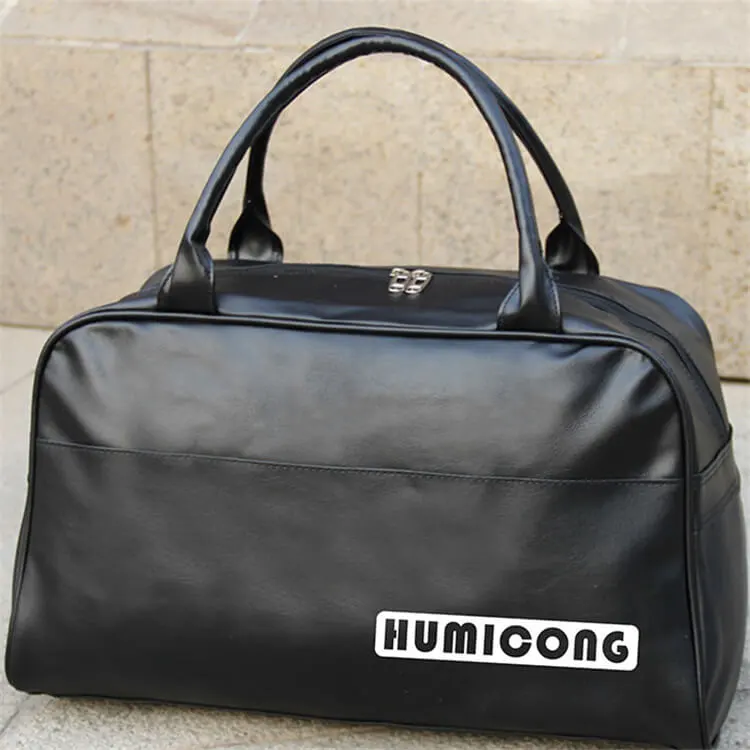 Men Casual Large Capacity Letter Print Zipper Handbag PU