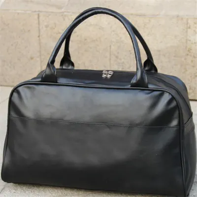 Men Casual Large Capacity Letter Print Zipper Handbag PU