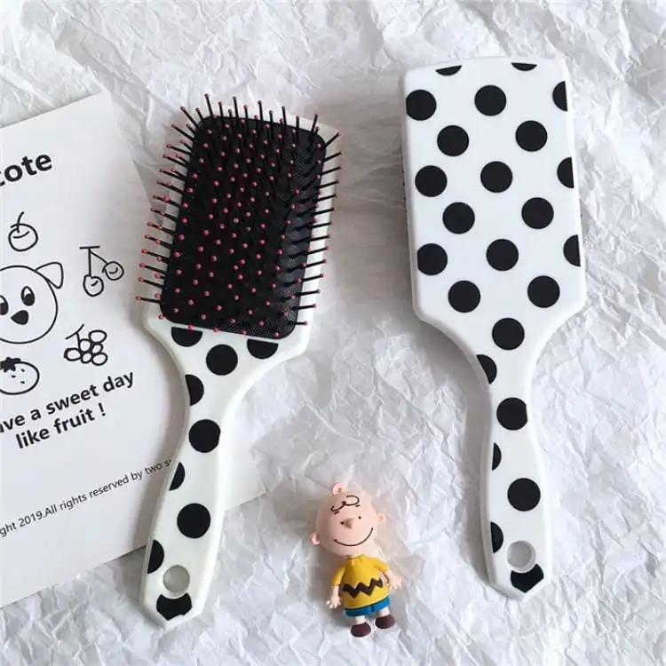 Girl Polka Dot Air Bag Massage Hair Comb - Large Plastic Hairbrush for Styling and Blow Drying