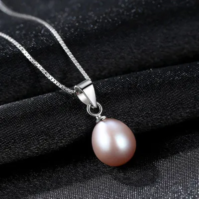 Women's Luxury Simple Design Freshwater Pearl Pendant Necklace, Sterling Silver