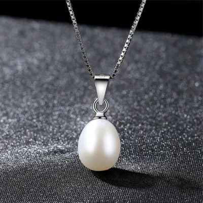 Women's Luxury Simple Design Freshwater Pearl Pendant Necklace, Sterling Silver