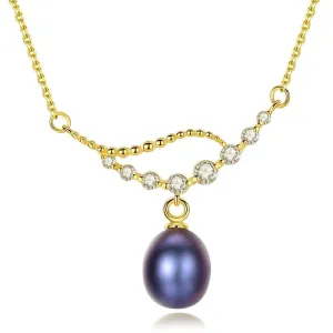 Luxury Wedding Jewelry Women 18K Gold Plated Sterling Silver Freshwater Pearl Necklace
