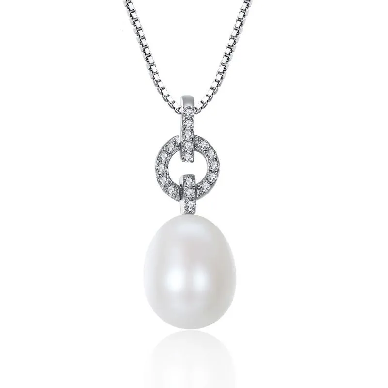 Women Romantic Gift Luxury Sterling Silver 10-11mm Big Natural Pearl Necklace