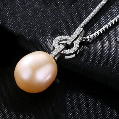 Women Romantic Gift Luxury Sterling Silver 10-11mm Big Natural Pearl Necklace