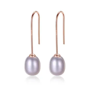Women's Long Length Fine Jewelry Natural Freshwater Pearl Sterling Silver Earrings