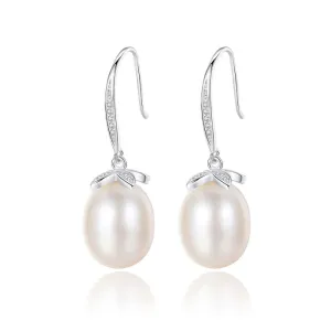 Luxury Natural Oval Pearl Gold Plated Sterling Silver Drop Earrings