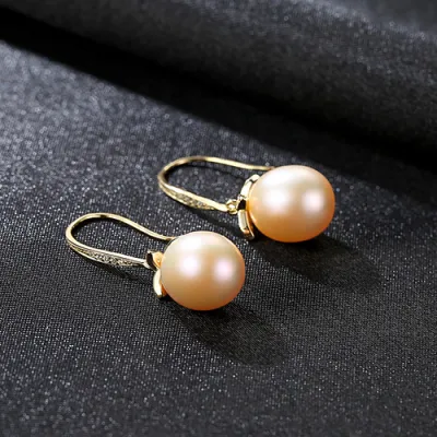 Luxury Natural Oval Pearl Gold Plated Sterling Silver Drop Earrings