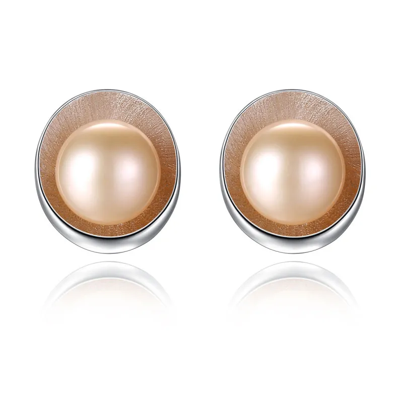 Good Quality 4A Freshwater Pearl Shell Shape Silver Stud Earrings