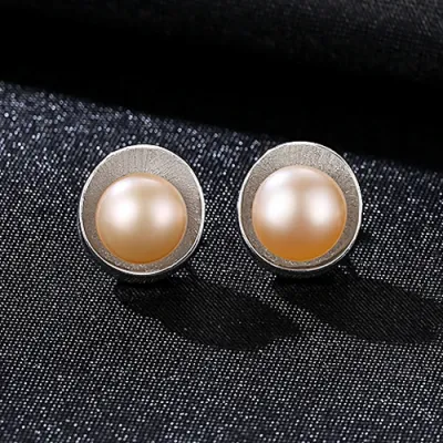Good Quality 4A Freshwater Pearl Shell Shape Silver Stud Earrings