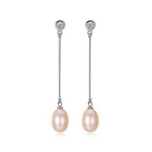 8-9mm Drop Shape Freshwater Pearl Silver Earrings