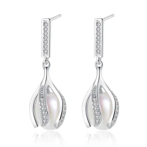 Luxury 925 Sterling Silver Wedding Freshwater Pearl Earrings for Women