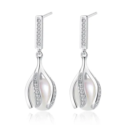 Luxury 925 Sterling Silver Wedding Freshwater Pearl Earrings for Women