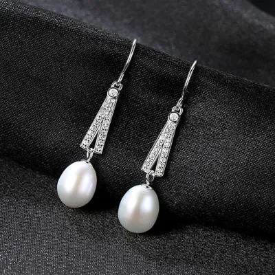 Romantic Natural Pearl Women Luxury Sterling Silver Earrings