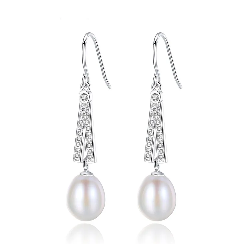 Romantic Natural Pearl Women Luxury Sterling Silver Earrings
