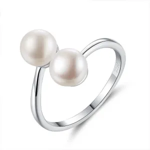 Luxury Fine Jewelry Sterling Silver Freshwater Pearl Adjustable Ring