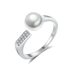 Fashion Geometry Design Luxury Sterling Silver Freshwater Zircon Ring