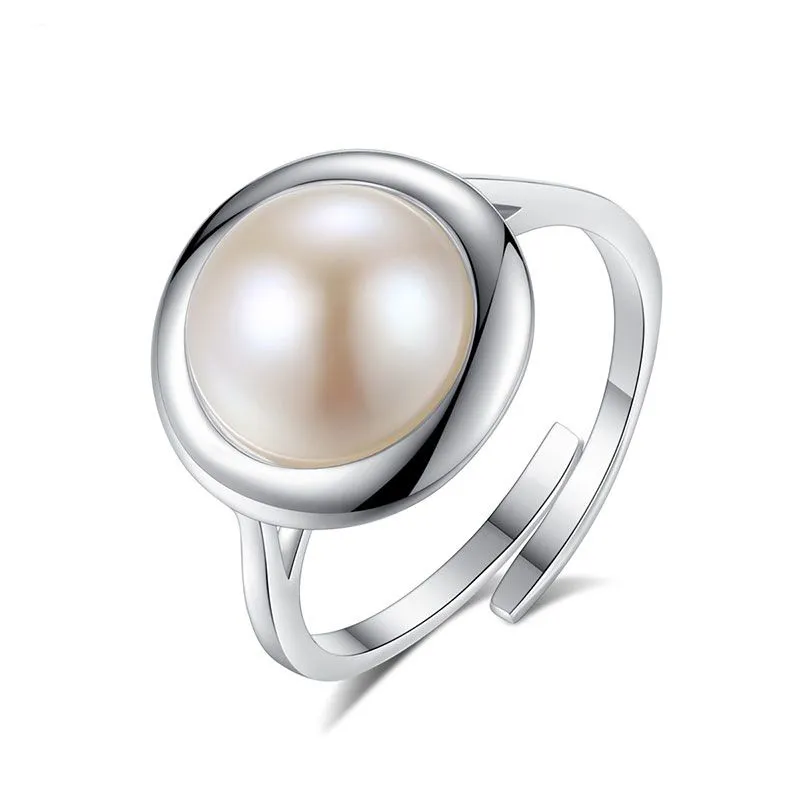 Luxury 10-10.5mm Freshwater Pearl Sterling Silver Ring for Women