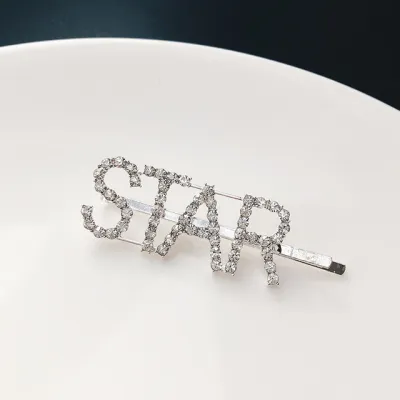 Women's Letter Pattern Rhinestone Hair Clip Side Clip