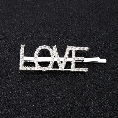 Women's Letter Pattern Rhinestone Hair Clip Side Clip