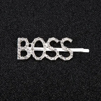 Women's Letter Pattern Rhinestone Hair Clip Side Clip