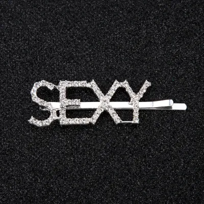 Women's Letter Pattern Rhinestone Hair Clip Side Clip