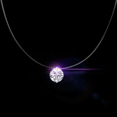 Invisible Fish Line Crystal Necklace for Women Pendant