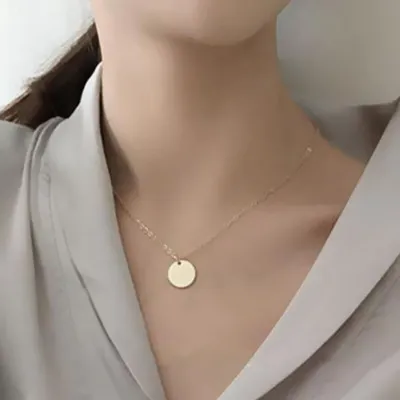 Round Metal Pendant Necklace for Women