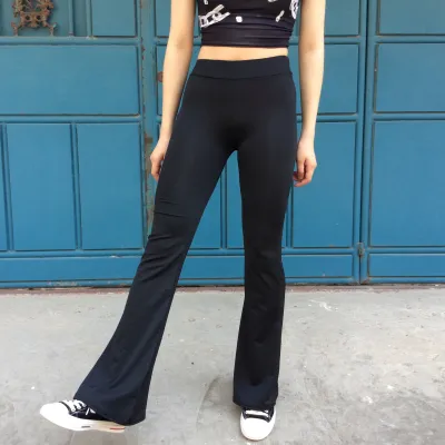 S-XL Vertical Stripe Print Slim Fit Flare Pants