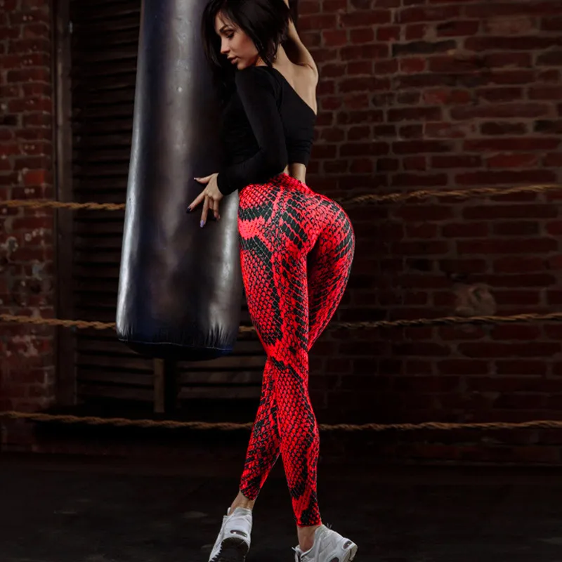 S-XL Sexy Snakeskin Print Fitness Sports Leggings for Women