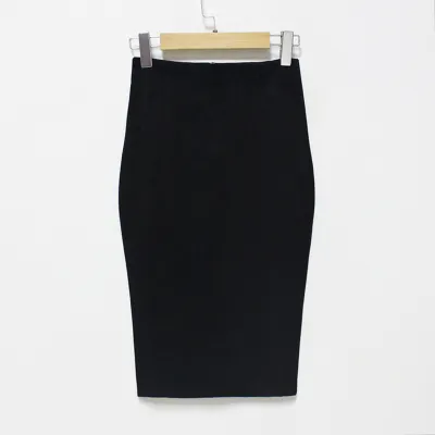 Women Solid Color Suede Bodycon Skirt