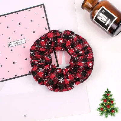 Christmas Plaid Print Elastic Hair Bands for Women Fashion OL Style