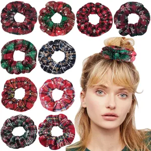 Christmas Plaid Print Elastic Hair Bands for Women Fashion OL Style