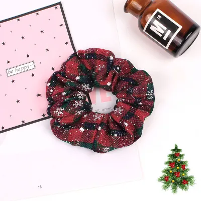 Christmas Plaid Print Elastic Hair Bands for Women Fashion OL Style