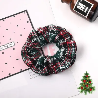 Christmas Plaid Print Elastic Hair Bands for Women Fashion OL Style