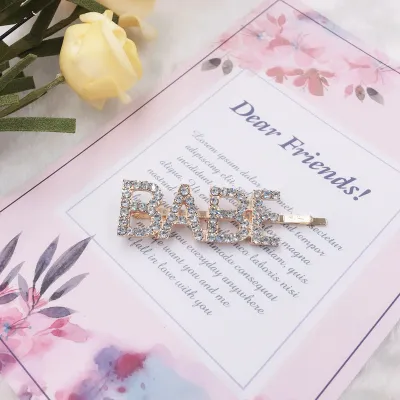 Fashion Letter Rhinestone Decoration Women Alloy Hair Clip