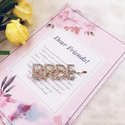 Fashion Letter Rhinestone Decoration Women Alloy Hair Clip