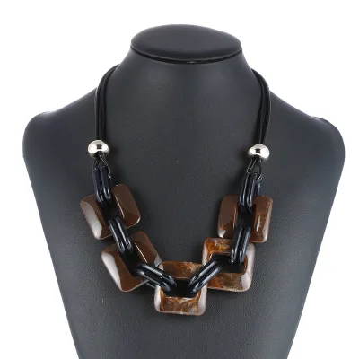 Fashion Retro Leather Cord Statement Necklace Unisex Diamond