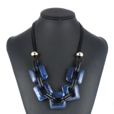 Fashion Retro Leather Cord Statement Necklace Unisex Diamond