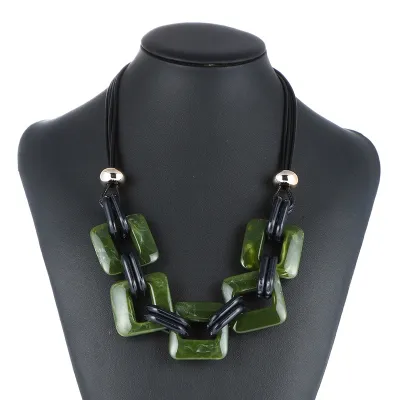 Fashion Retro Leather Cord Statement Necklace Unisex Diamond