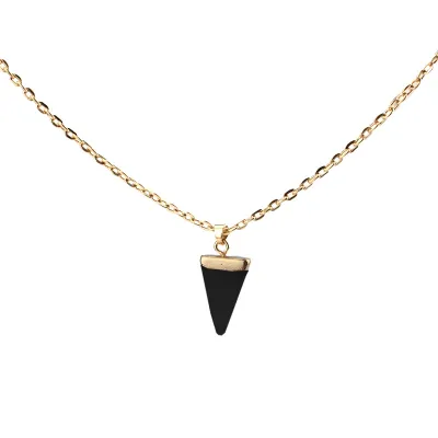 Fashion Triangle Resin Pendant Necklace for Men Simple Snake Chain Geometric