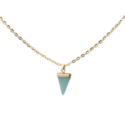Fashion Triangle Resin Pendant Necklace for Men Simple Snake Chain Geometric