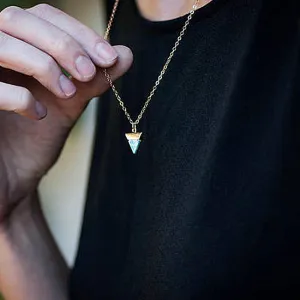 Fashion Triangle Resin Pendant Necklace for Men Simple Snake Chain Geometric