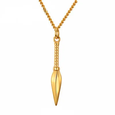 Unique Spearhead Pendant Necklace Unisex Men Horse Whip Chain