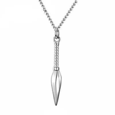 Unique Spearhead Pendant Necklace Unisex Men Horse Whip Chain