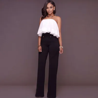 S-XL Button Design High Waist Wide Leg Casual Pants